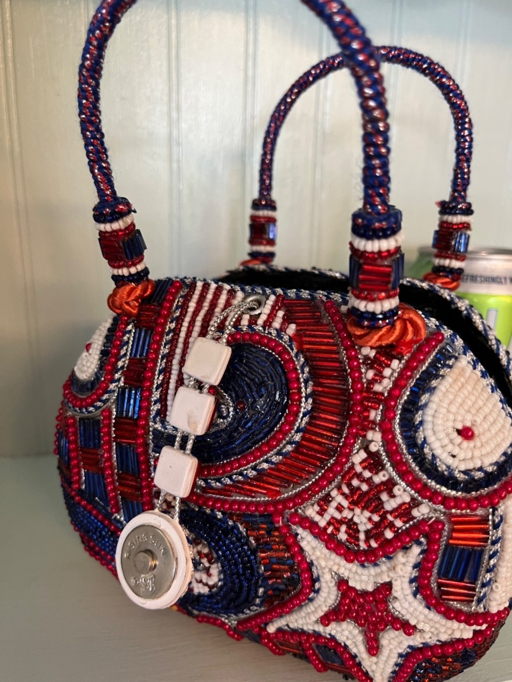 Mary Frances red,white and blue beaded handbag - Picture 6 of 8